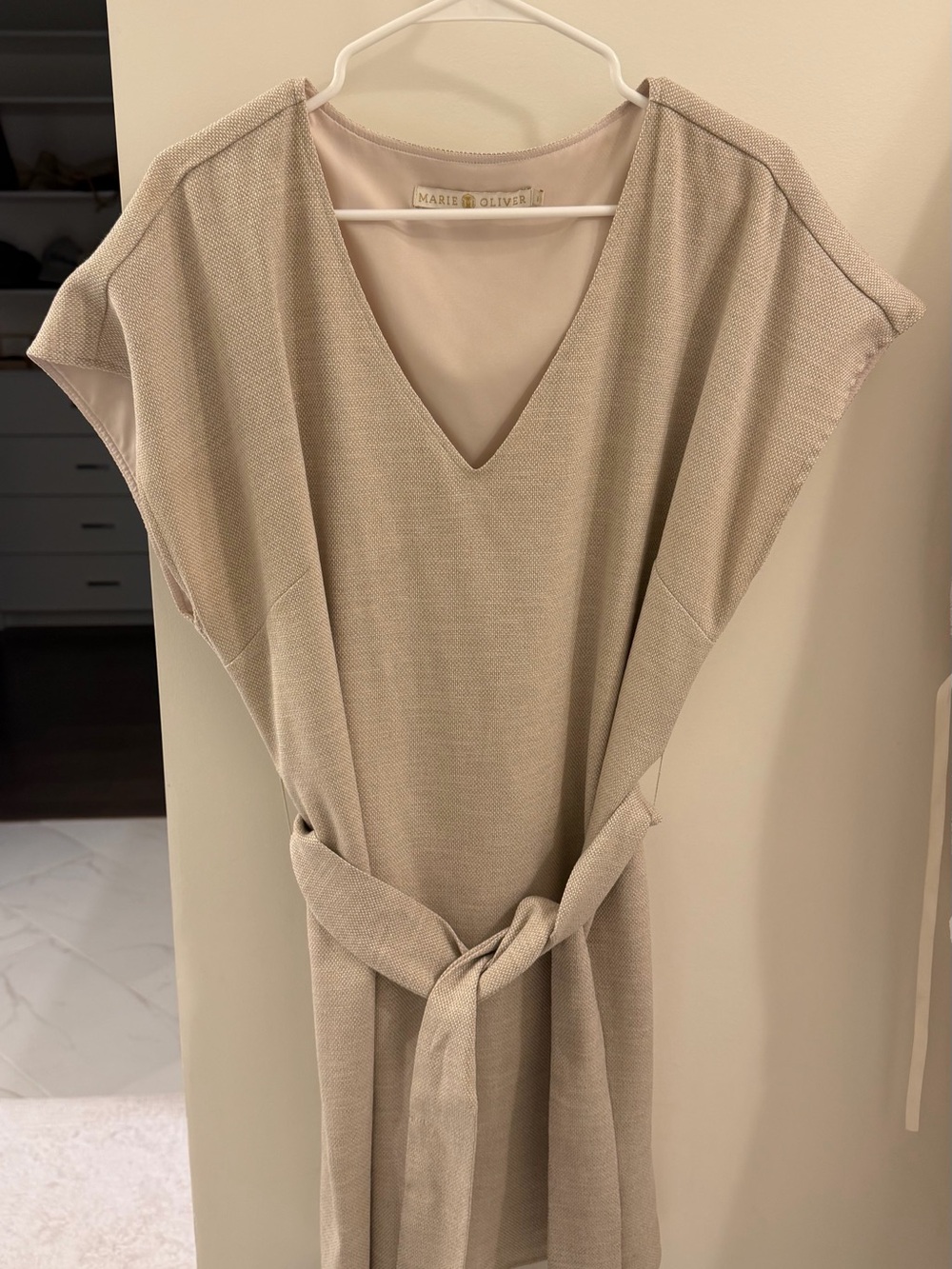 Marie Oliver Stone V-Neck Tie-Waist Midi Dress